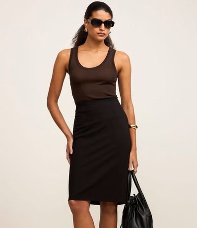 Pollera Recta en Viscosa con Cierre en Cremallera 2