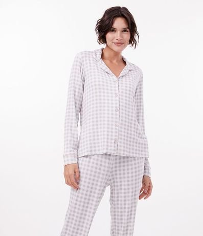 Pijama Americano Largo en Viscolycra Cuadrillé 3
