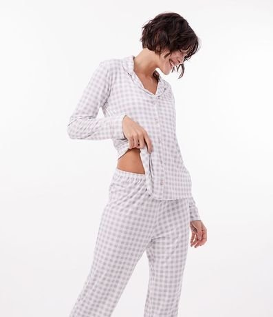 Pijama Americano Largo en Viscolycra Cuadrillé 4