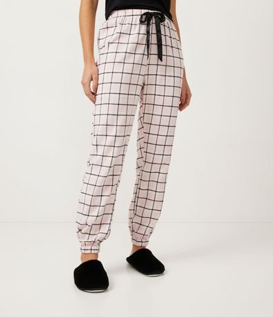 Pantalón de Pijama en Franela con Estampado de Cuadros y Elástico en la Barra 2