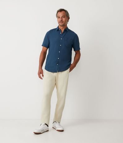 Pantalón en Algodón con Bolsillos y Costuras Verticales