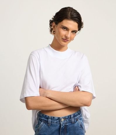 Blusa en Algodón con Cuello Alto y Manga Corta 1