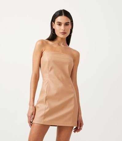 Vestido Corto Sastrería en Material Sintético con Recorte Corset