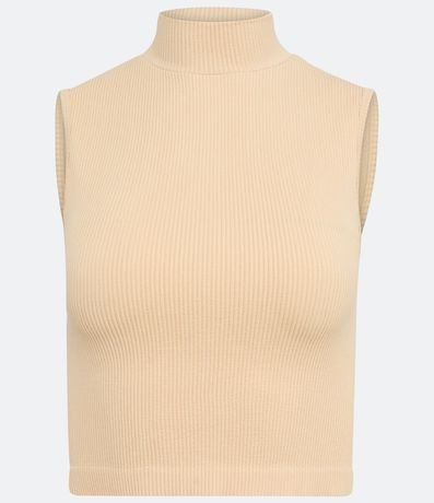 Blusa Musculosa en Poliamida Acanalada con Cuello Alto 6