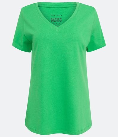 Blusa Básica en Algodón con Escote V y Manga Corta 5