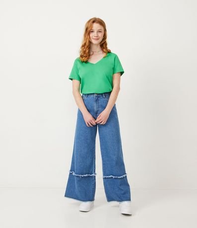 Blusa Básica en Algodón con Escote V y Manga Corta 2