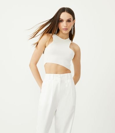 Blusa Cropped en Malla con Recorte Assimétrico 1