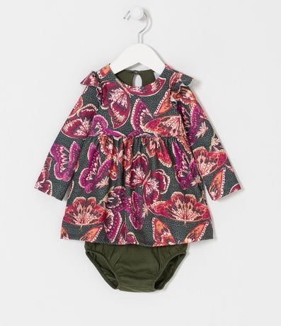 Vestido Infantil con estampado de Mariposas con Bombacha - Talle 0 a 18 meses 1
