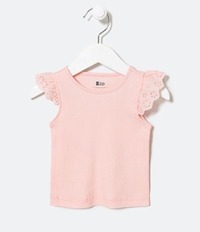 Blusa Infantil con Volado de Broderie - Talle 0 a 18 meses