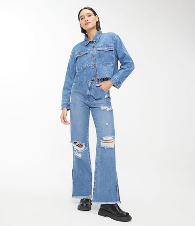 Pantalón años 90 en Jeans con Cintura Elástica y Desgastes 1