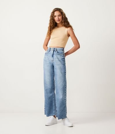 Blusa Musculosa Cropped en Viscosa Acanalada 2