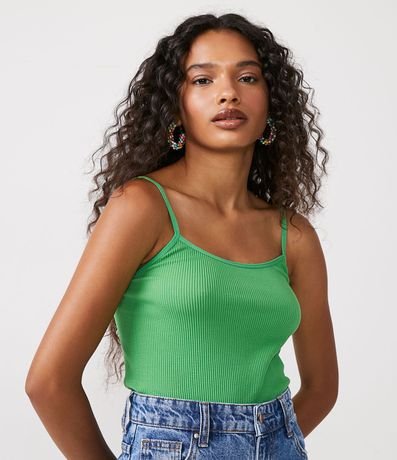 Blusa Musculosa en Poliamida Acanalada con Tirantes Finos