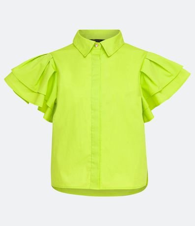 Camisa en Algodón con Manga Corta y Volados 5