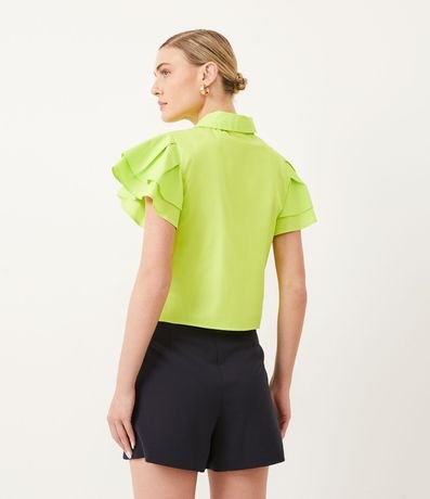 Camisa en Algodón con Manga Corta y Volados 3