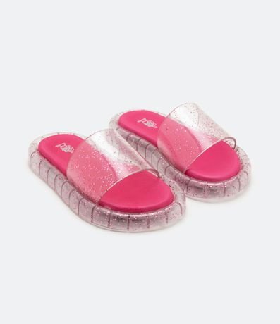 Chinelo Slide Infantil Translucido con Purpurina y Led - Talle 22/23 al 28/29