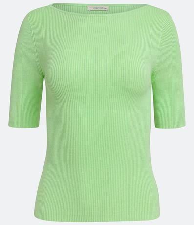 Blusa de Punto Acanalada con Cuello Barco 5