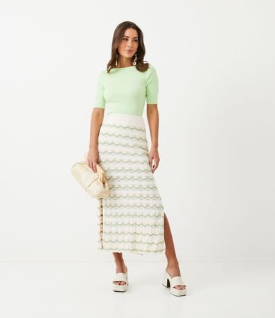 Blusa de Punto Acanalada con Cuello Barco 2