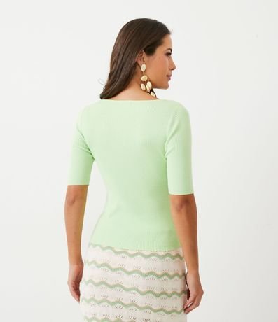 Blusa de Punto Acanalada con Cuello Barco 3