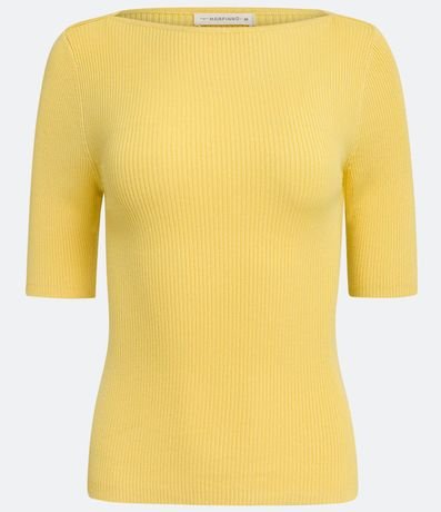 Blusa de Punto Acanalada con Cuello Barco 5