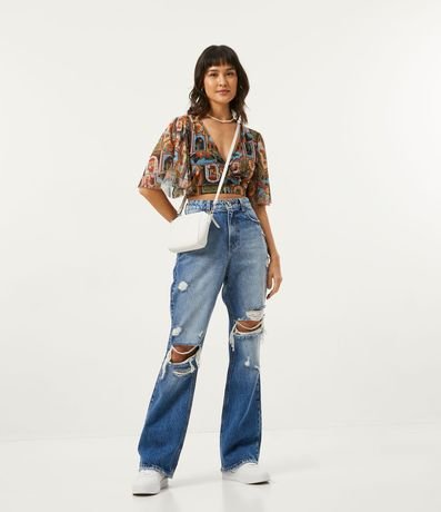 Pantalón años 90 Jeans con Cintura Alta y Desgastes 1