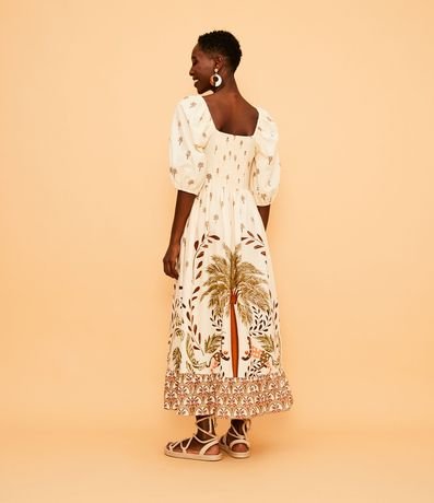 Vestido Midi en Algodón con Estampado de Cocoteros 2