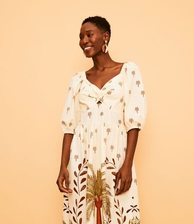 Vestido Midi en Algodón con Estampado de Cocoteros 3