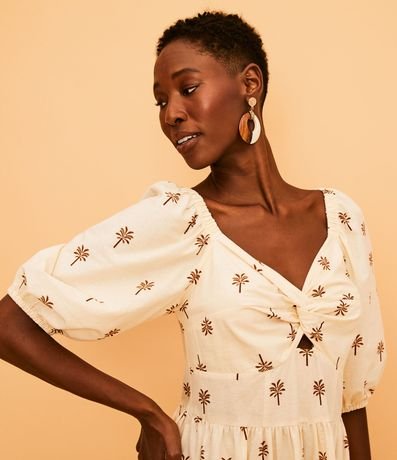 Vestido Midi en Algodón con Estampado de Cocoteros 4