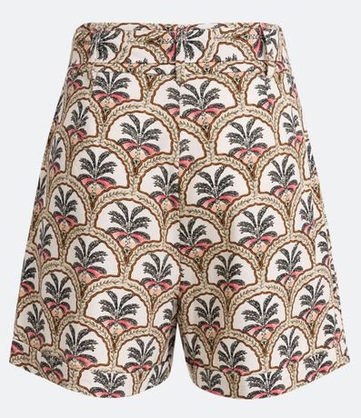 Short en Viscolino con Cinturón y Estampado de Cocoteros 7