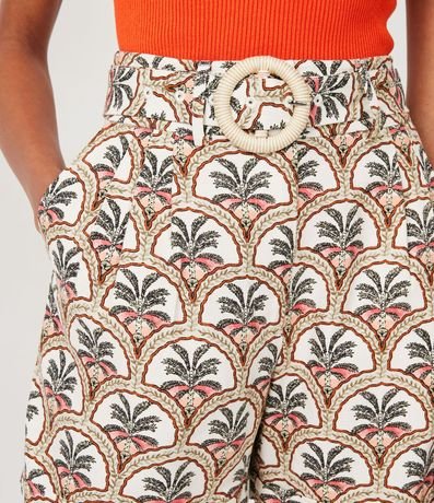 Short en Viscolino con Cinturón y Estampado de Cocoteros 5