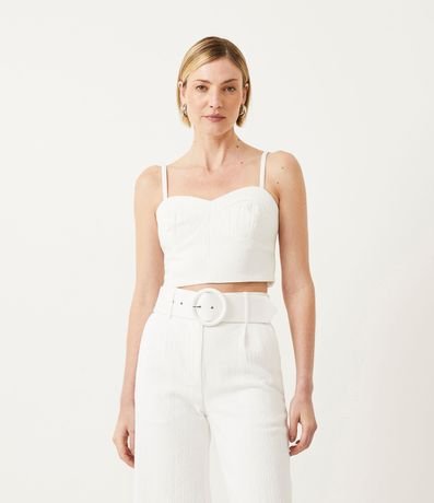 Blusa Cropped de Alça en Algodón con Textura 1
