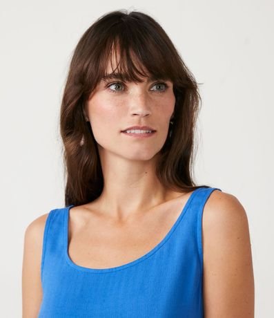 Blusa Musculosa en Viscosa con Cuello Redondo 4