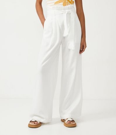 Pantalón en Lino con Pliegues y Cinturón Bordado 3