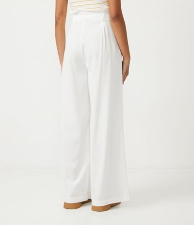 Pantalón en Lino con Pliegues y Cinturón Bordado 4