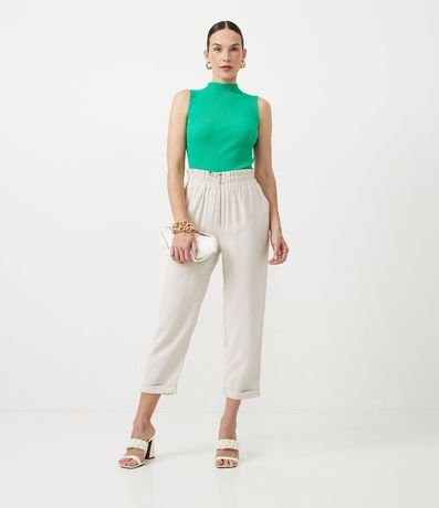 Blusa Musculosa Básica de Punto con Cuello Alto 2
