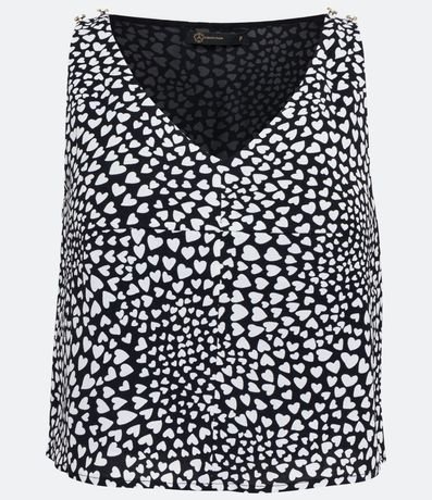Blusa Corta con Estampado de Corazón y Detalle en Botón 5