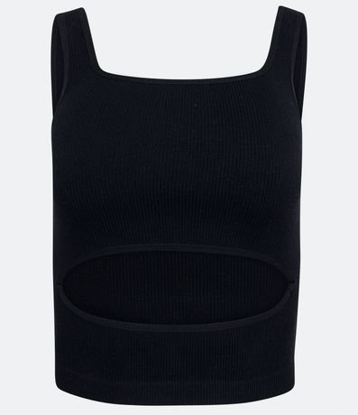 Blusa Musculosa Cropped en Poliamida Acanalada sin Costura 5