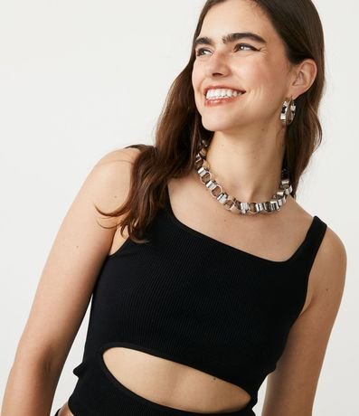 Blusa Musculosa Cropped en Poliamida Acanalada sin Costura 4