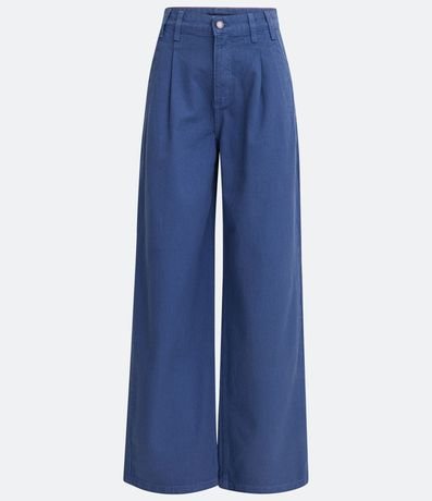 Pantalón Wide Leg en Sarga con Cintura Alta y Pliegues Delanteros 5