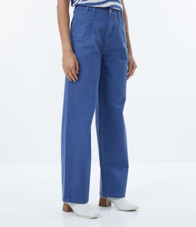 Pantalón Wide Leg en Sarga con Cintura Alta y Pliegues Delanteros 2