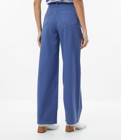 Pantalón Wide Leg en Sarga con Cintura Alta y Pliegues Delanteros 3