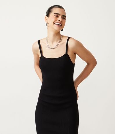 Vestido Corto de Punto Acanalado con Tirantes Medianos 3