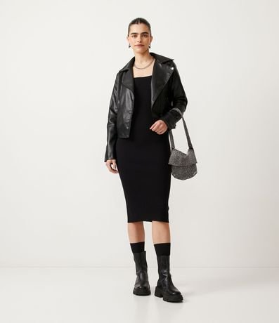 Vestido Corto de Punto Acanalado con Tirantes Medianos 5