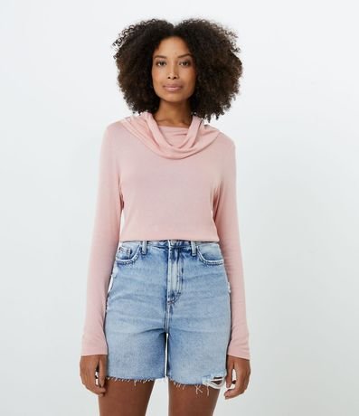 Blusa con Cuello Ancho Manga Larga en Viscosa