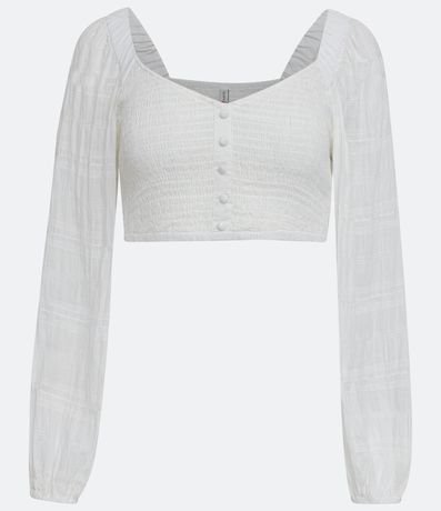 Blusa Cropped en Algodón con Manga Amplia y Lastex 6