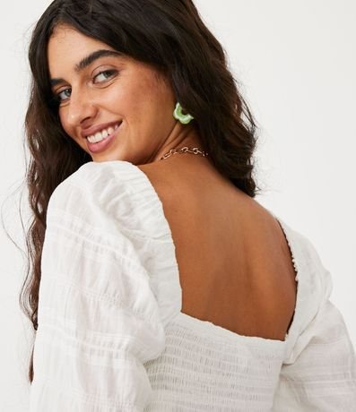 Blusa Cropped en Algodón con Manga Amplia y Lastex 5