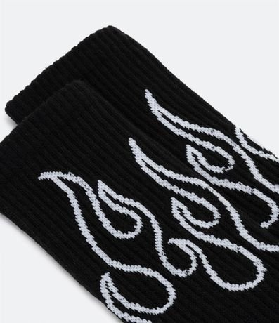 Media Caña Larga en Algodón con Estampado Fuego 3