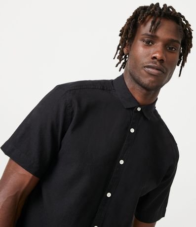 Camisa Comfort Básica en Lino con Manga Corta 4