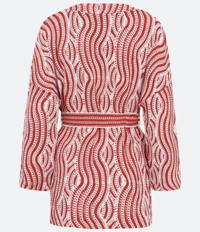 Cardigan Alargado de Punto con Lazo y Estampado Geométrico 7