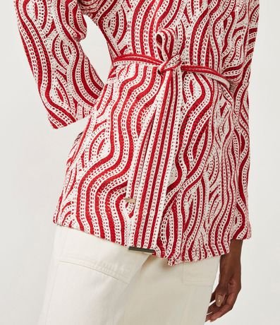 Cardigan Alargado de Punto con Lazo y Estampado Geométrico 5