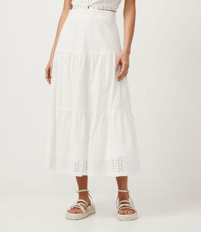 Pollera New Midi en Laise Texturizado con Recortes Fruncidos 2